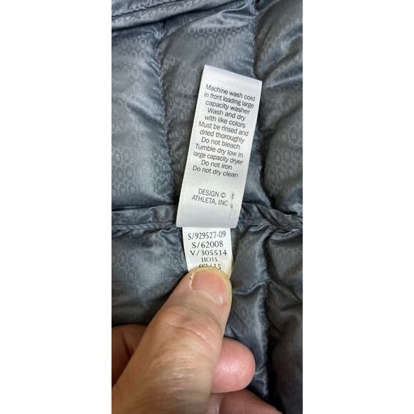 Athleta Sz M Black Packable Moto Zip Downalicious LS Pkts Coat - Picture 7 of 10